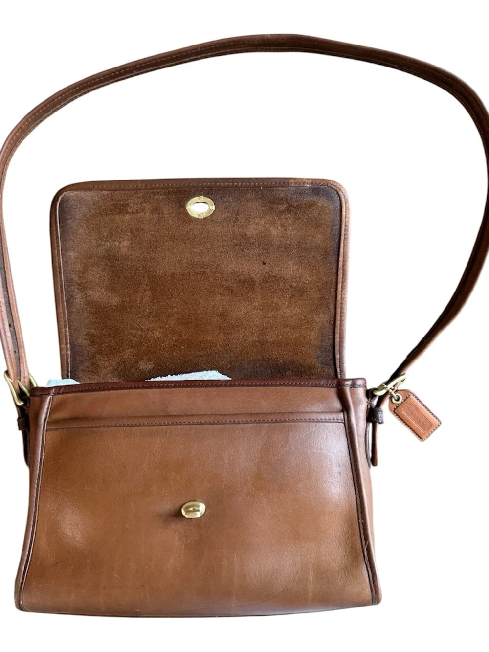VINTAGE COACH BROWN LEATHER SHOULDER BAG - LARGE CITY BAG